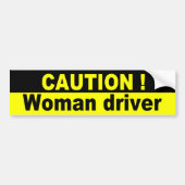 Let op, Vrouw Chauffeur Bumpersticker (Voorkant)