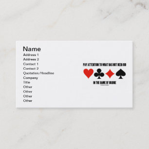 Let op wat niet in Bridge is geboden Visitekaartje