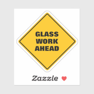 Let op weg teken glas werk vooruit gele diamant sticker