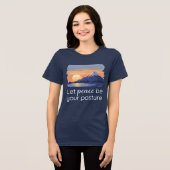 Let Peace Be Your Posture Serene Sunset Mountain Tri-Blend Shirt (Voorkant volledig)