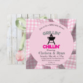 Let’s BBQ Baby Shower Invitation • Gingham Baby-Q  (Devant / Derrière)