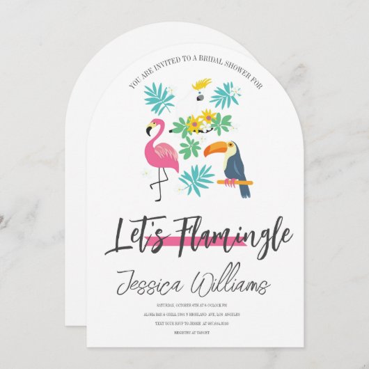 Let’s Flamingle! Tropical Bridal Shower Bash Kaart (Voorkant / Achterkant)