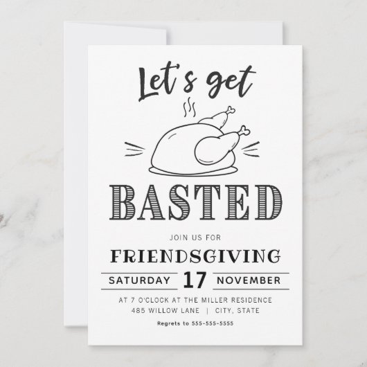 Let’s Get Basted Funny Friendsgiving  Kaart (Voorkant)