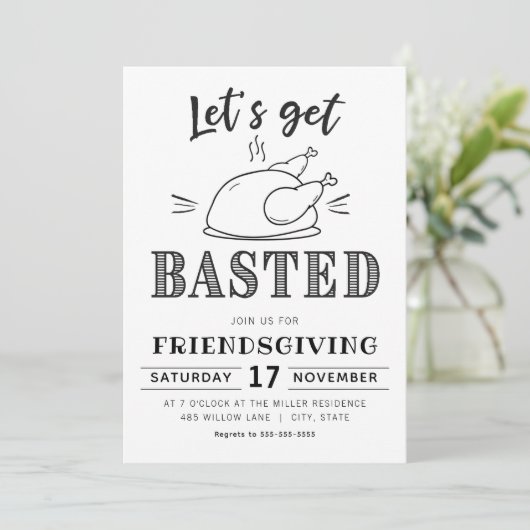 Let’s Get Basted Funny Friendsgiving  Kaart (Staand voorkant)