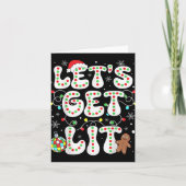 Let S Get Lit Funny Christmas Lights Xmas Pajamas Kaart (Voorkant)