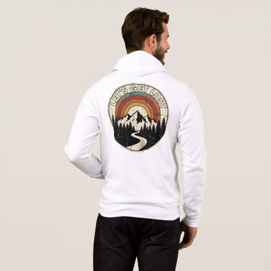 Let’s Get Lost Retro Mountain Adventure Outdoor Hoodie (Achterkant volledig)