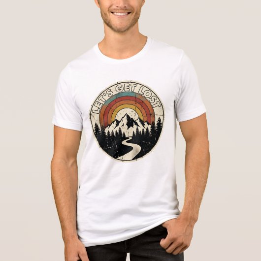 Let’s Get Lost Retro Mountain Adventure Outdoor Tri-Blend Shirt (Voorkant)