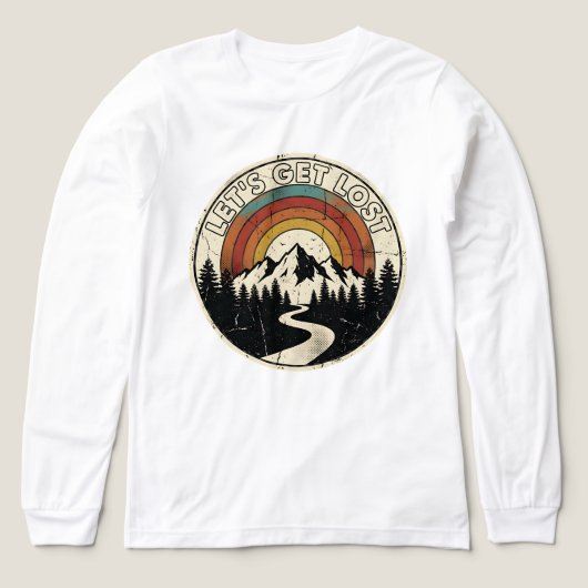 Let’s Get Lost Retro Mountain Adventure Outdoor Tri-Blend Shirt (Voorkant)