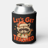 Let’s Get Trashed Christmas Raccoon Feral Xmas Blikjeskoeler (Blikje Voorkant)