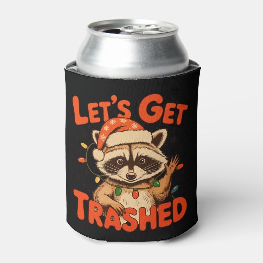 Let’s Get Trashed Christmas Raccoon Feral Xmas Blikjeskoeler (Blikje Voorkant)