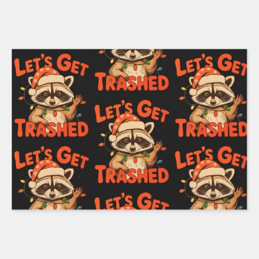 Let’s Get Trashed Christmas Raccoon Feral Xmas Inpakpapier Vel (Voorkant)