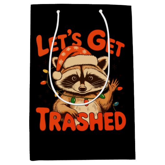 Let’s Get Trashed Christmas Raccoon Feral Xmas Medium Cadeauzakje (Voorkant)