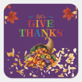 Let’s Give Thanks Cornucopia Thanksgiving Vierkante Sticker (Voorkant)