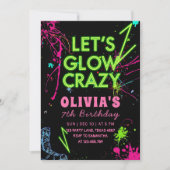 Let’s Glow Crazy Roller Skating Birthday Kaart (Voorkant)