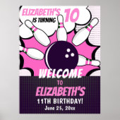 Let’s Go Bowling! Fun Bowling-Style Birthday Girl Poster (Voorkant)