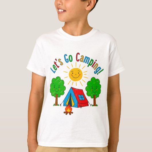 Let’s Go Camping Kids Drawing Design T-shirt (Voorkant)