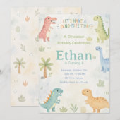 Let’s Have A Dino-Mite Time Invitation Editable (Devant / Derrière)