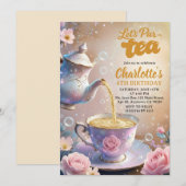 Let’s Par‑Tea Teacup & Teapot Tea Party Birthday Kaart (Voorkant / Achterkant)