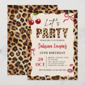 Let’s Party Leopard Cheetah Birthday Invitation Kaart (Voorkant / Achterkant)