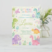 Let’s Roar And Party Dinosaur Invitation Editable (Debout devant)