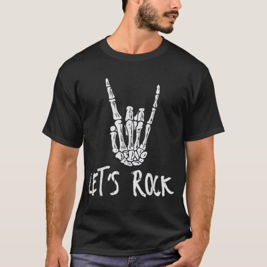 Let’s Rock Skeleton Hand Design T-shirt (Voorkant)