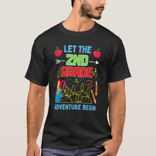 Let The 2nd Grade Adventure Begin Fourth Grade Tea T-shirt (Voorkant)