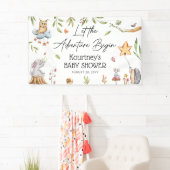 Let the Adventure Begin' Woodland Baby shower Spandoek (Insitu)