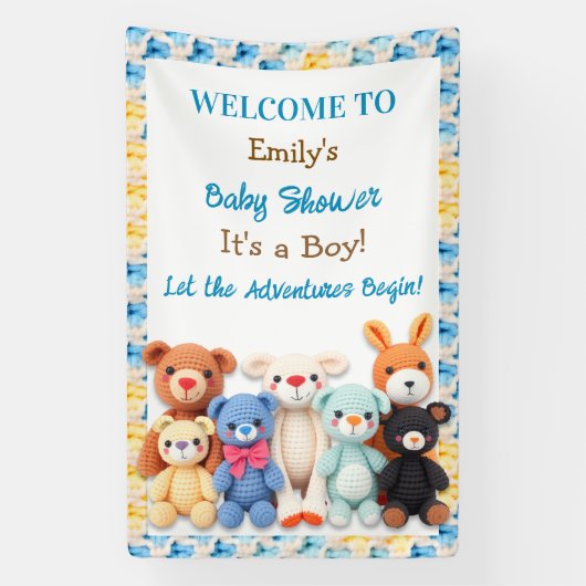 Let the Adventures Begin | Boy's Baby Shower Spandoek (Verticaal)