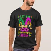 Let The Shenanigans Begin Jester Mardi Gras Carniv T-shirt (Voorkant)