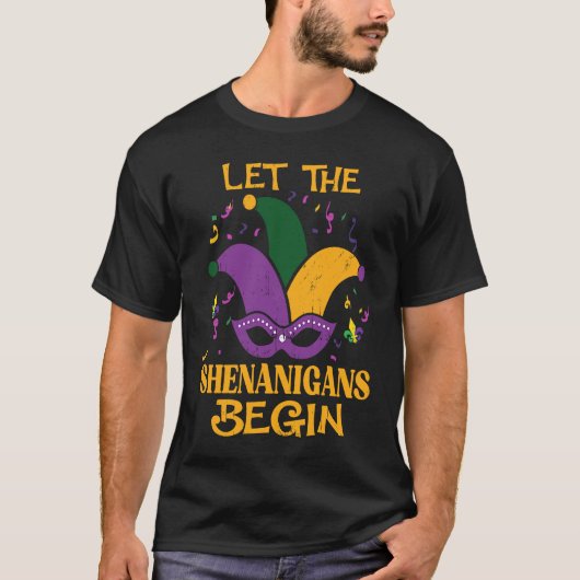 Let The Shenanigans Begin  Mardi Gras Jester Hat M T-shirt (Voorkant)