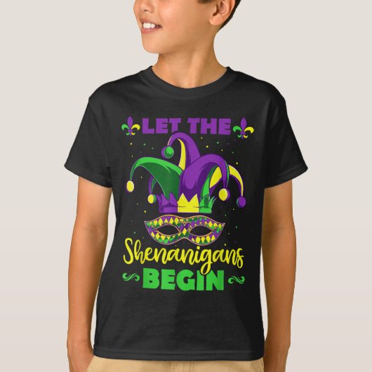 Let The Shenanigans Begin Mardi Gras Jester Hat Ma T-shirt (Voorkant)