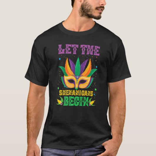 Let The Shenanigans Begin Mardi Gras Mask Kids Men T-shirt (Voorkant)