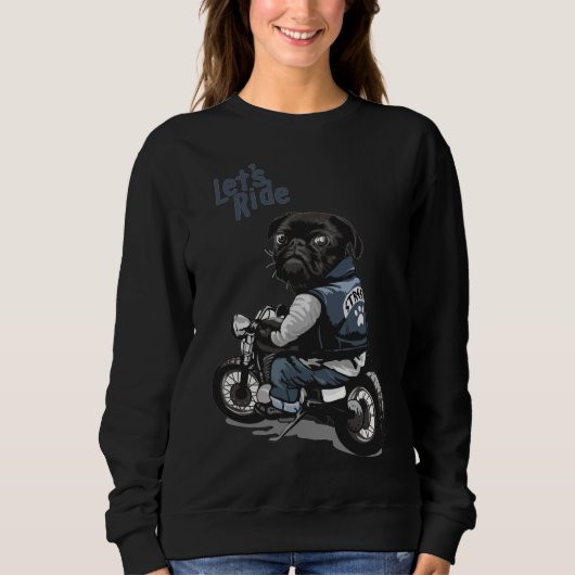 Let&x27;s Ride Motorcycle Big Bike Black Dog T Trui (Voorkant)