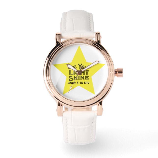 Let Your Light Shine Bible Verse Yellow Star Horloge (Voorkant)