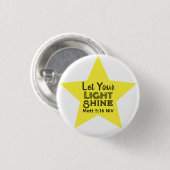 Let Your Light Shine Bible Verse Yellow Star Ronde Button 3,2 Cm (Voorkant /achterkant)