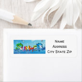 "L'ÉTÉ EST ICI" ÉTIQUETTE D'ADRESSE DE RETOUR (En situation)