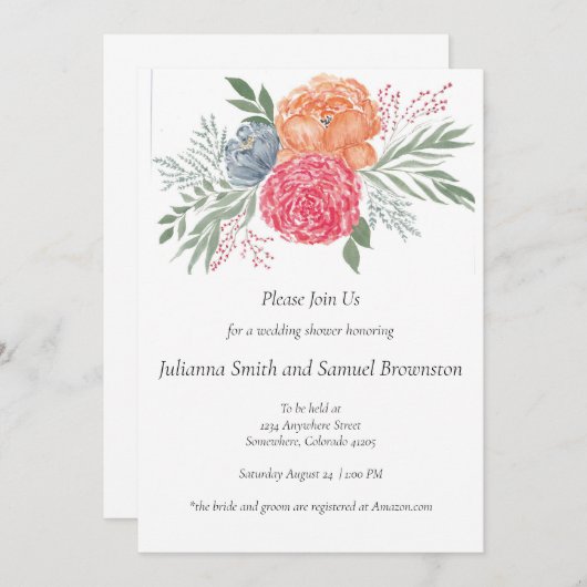 L'été fleurit Invitation Florale moderne (Devant / Derrière)