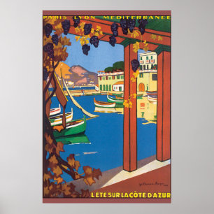 L'Ete Sur La Côte D'Azur Poster Vintage voyage