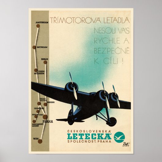 Letecka Tchécoslovaquie Poster vintage 1932 (Devant)