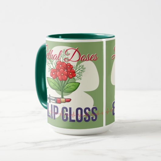 Lethal Doses & Lip Gloss-Funny Medical Humor Gift Mok (Voorkant links)