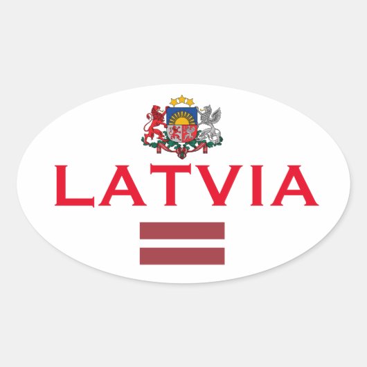 Letland Europese Ovale Stijl Sticker (Voorkant)