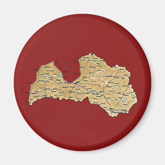 Letland Kaart Magnet Magneet (Voorkant)