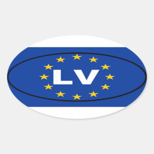 Letland LV Europese Unie Ovale Sticker
