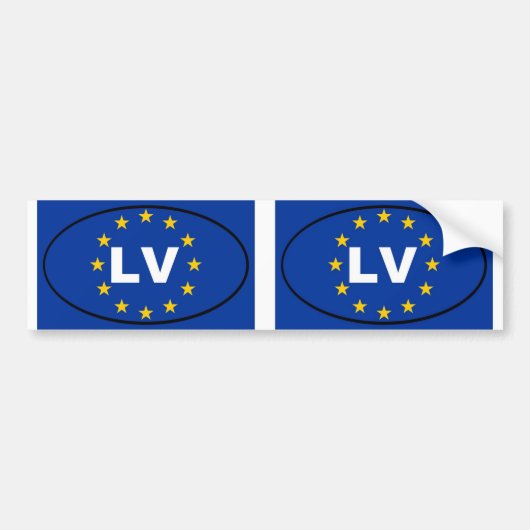 Letland LV oval Europese Unie Bumpersticker (Voorkant)