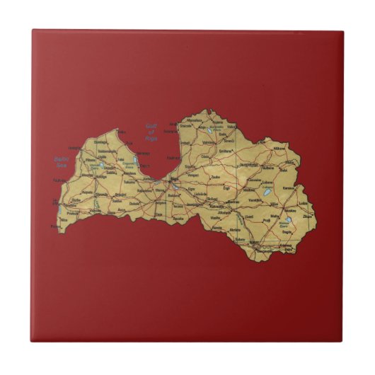 Letland Map Tile Tegeltje (Voorkant)
