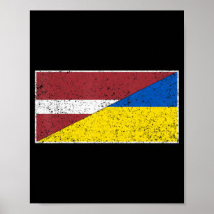 LETLAND OEKRAÏNE FLAG LETLAND OEKRAÏNE NATIONALITE POSTER