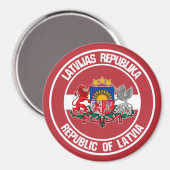 Letland-ronde Emblem Magneet (Voorkant / Achterkant)