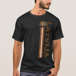 Letland Voetbal Stijl Donkere Tekst Nationale Prid T-shirt