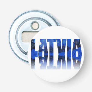 Letland winternachttekst met reflectie button flesopener