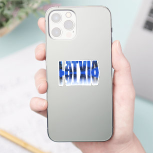 Letland winternachttekst met reflectie sticker